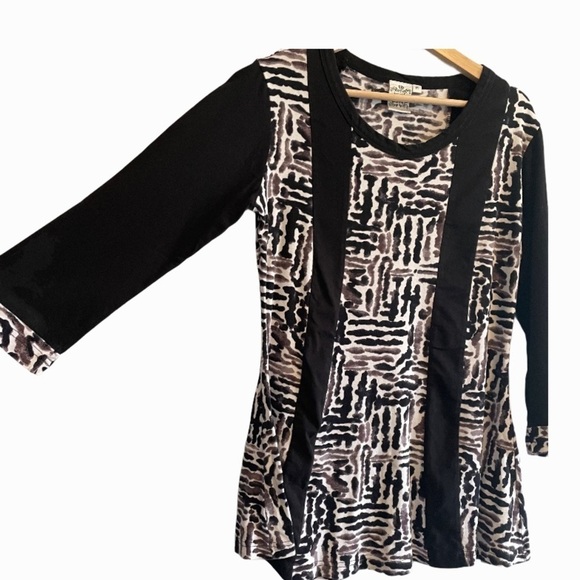 Parsley & sage boho cottagecore black purple academia print top - Picture 4 of 6